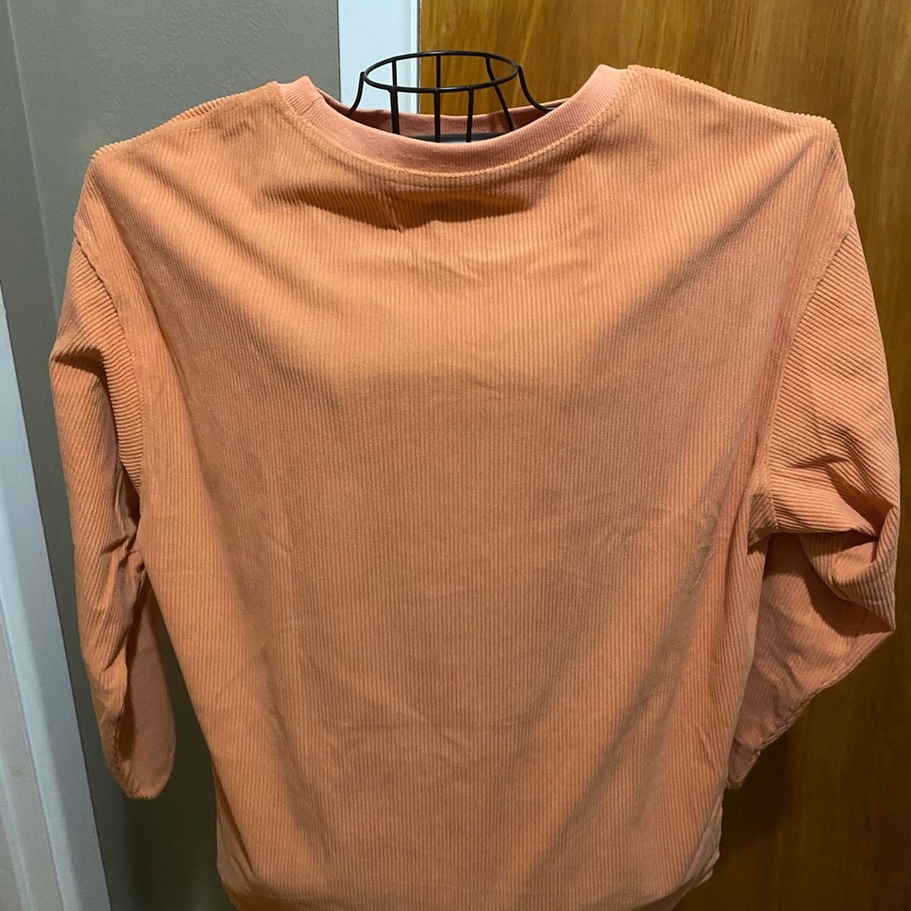 Orange Ribbed Long Sleeve Top